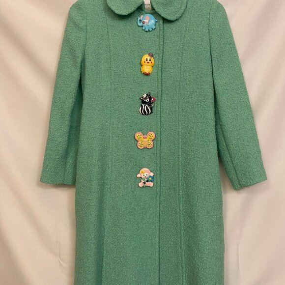 SOLD!SS22 MOSCHINO Couture Jeremy Scott Child's Turquoise Animals Buttons Jacket - Picture 7 of 8